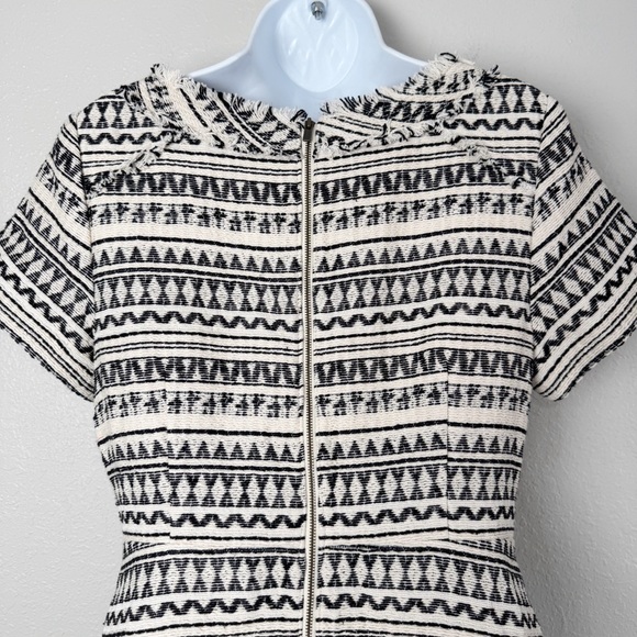 NWT Banana Republic striped jacquard woven fringe fit and flare dress 8 - Picture 9 of 12